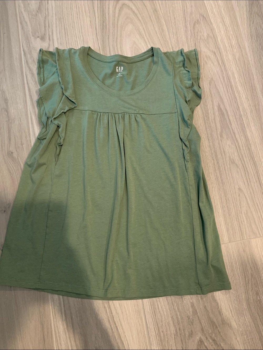 GAP Olive Flutter Sleeve Scoop Neck Tee